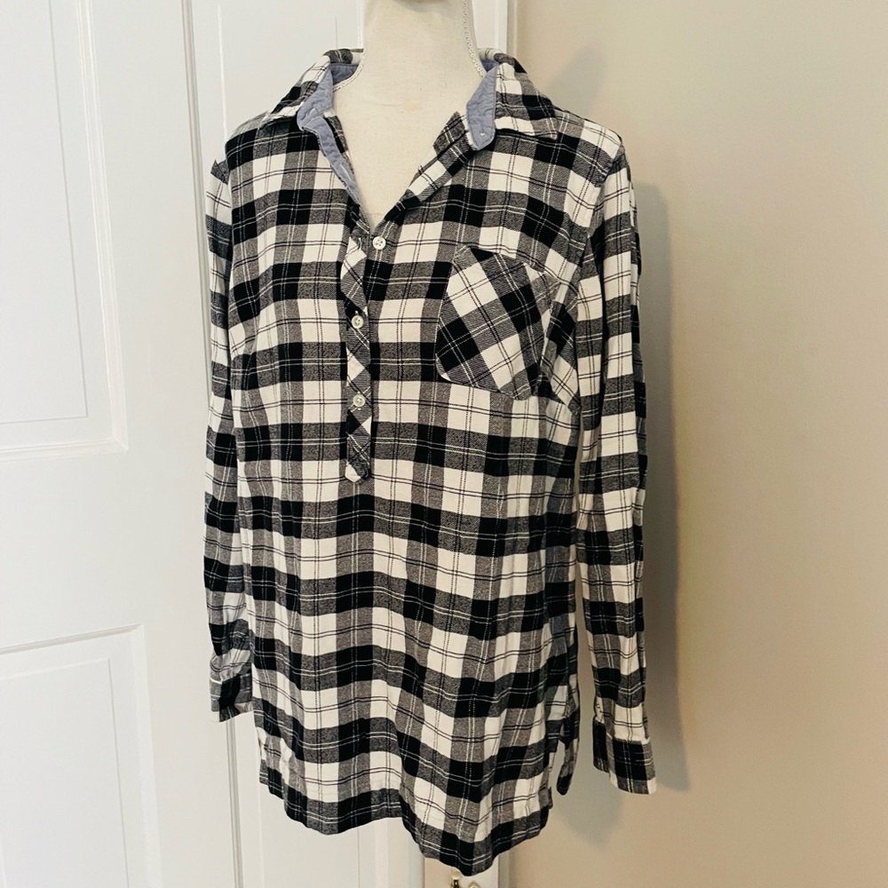 Lands End Flannel Pullover Top